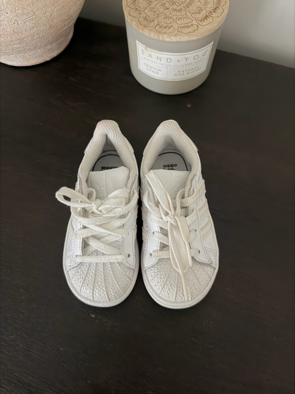 adidas Kids White Shell-Toe Sneakers